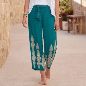 Sundance Spice Route Wide Leg Pants size Small Embroidered Metallic Sz Small